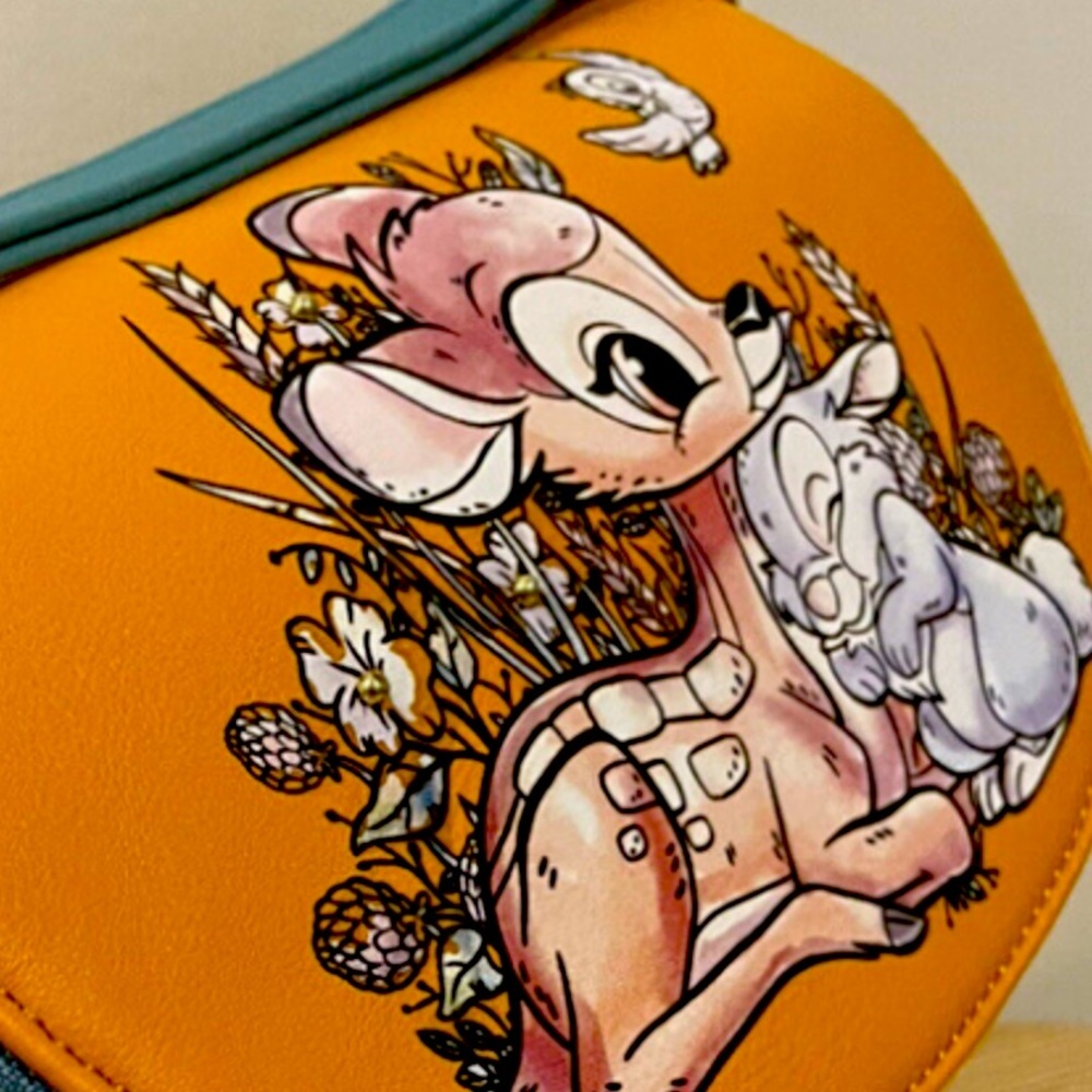Loungefly Bambi Crossbody Bag. NWT. Beautiful colors and sweet Bambi & Thumper!